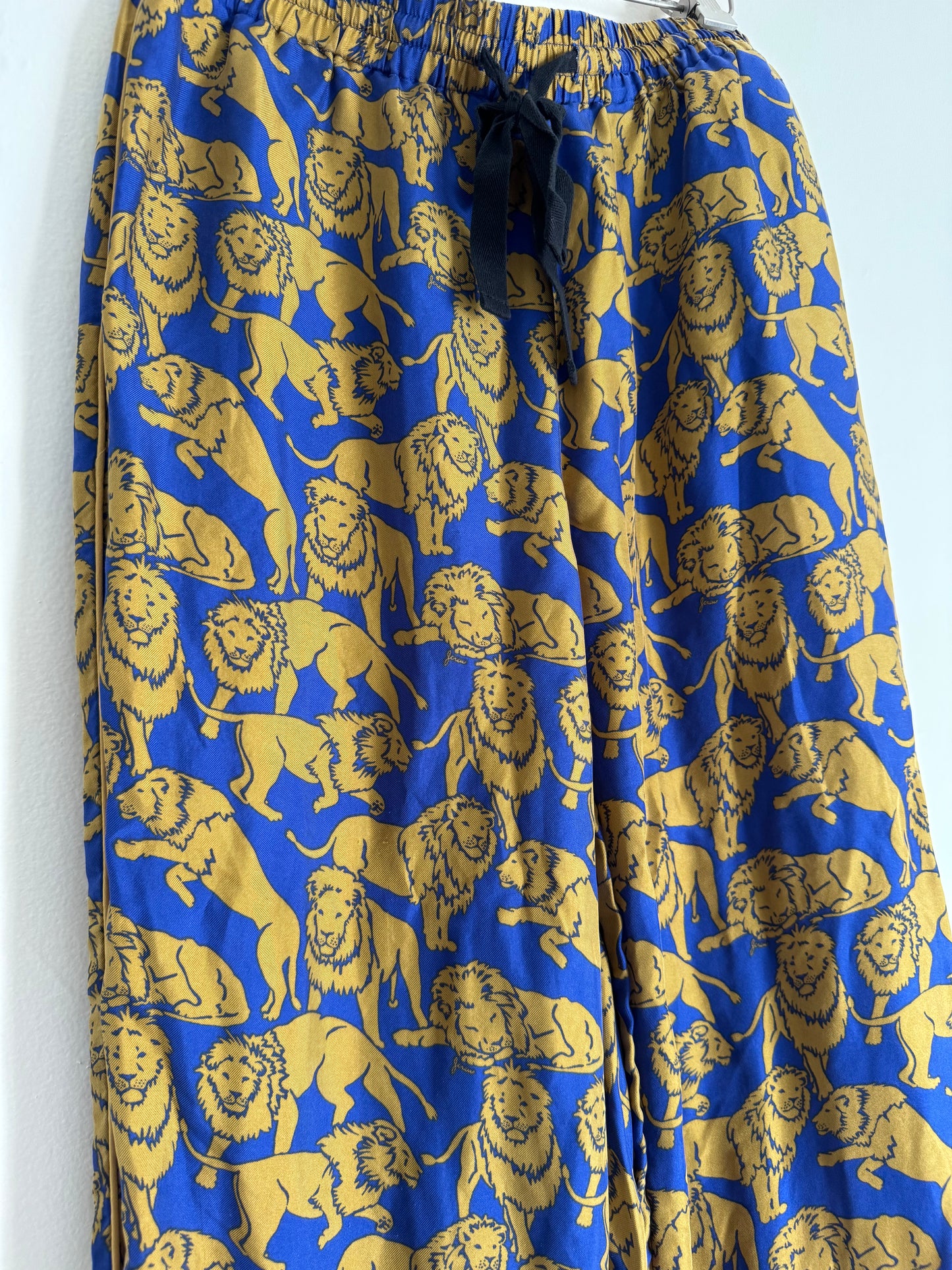 J.Crew Collection Silk Lion Pants in Blue/Gold