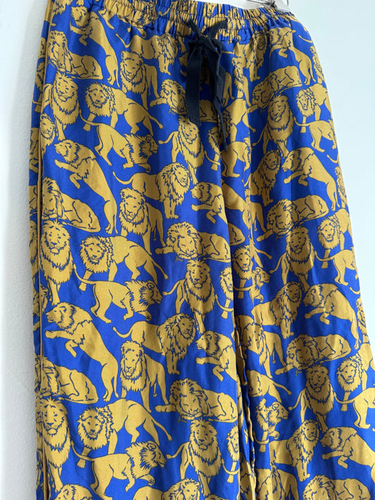 J.Crew Collection Silk Lion Pants in Blue/Gold