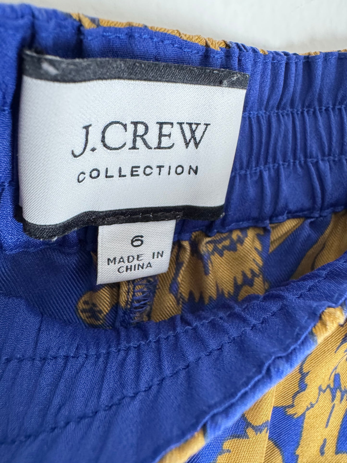 J.Crew Collection Silk Lion Pants in Blue/Gold