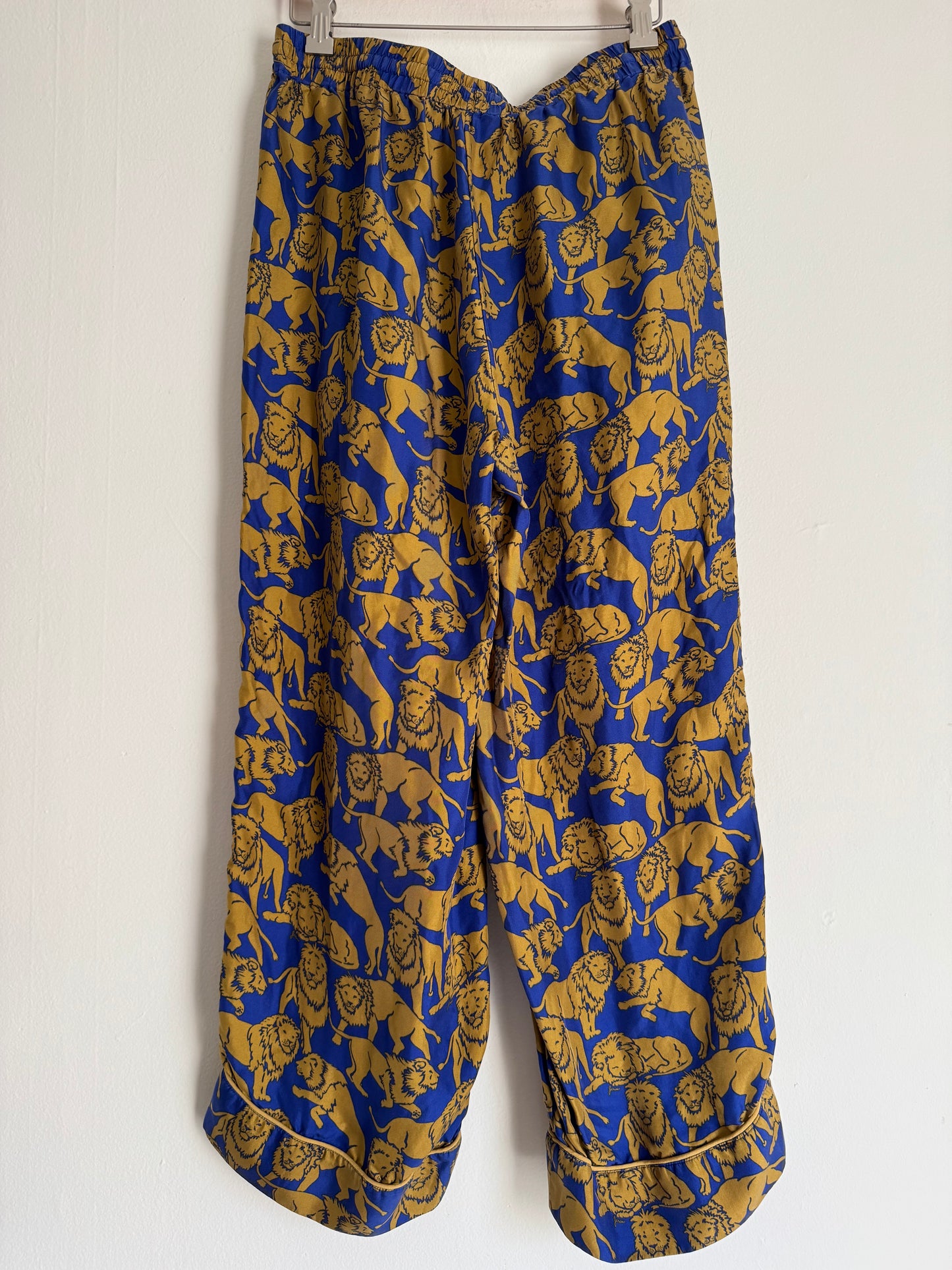 J.Crew Collection Silk Lion Pants in Blue/Gold