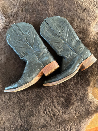 Vintage Ostrich Western Bookts in Black