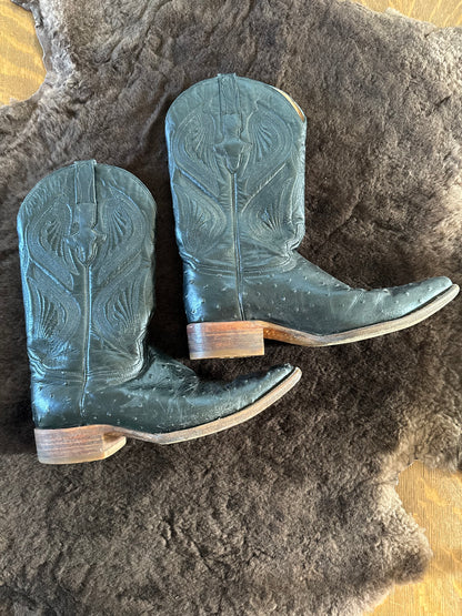 Vintage Ostrich Western Bookts in Black