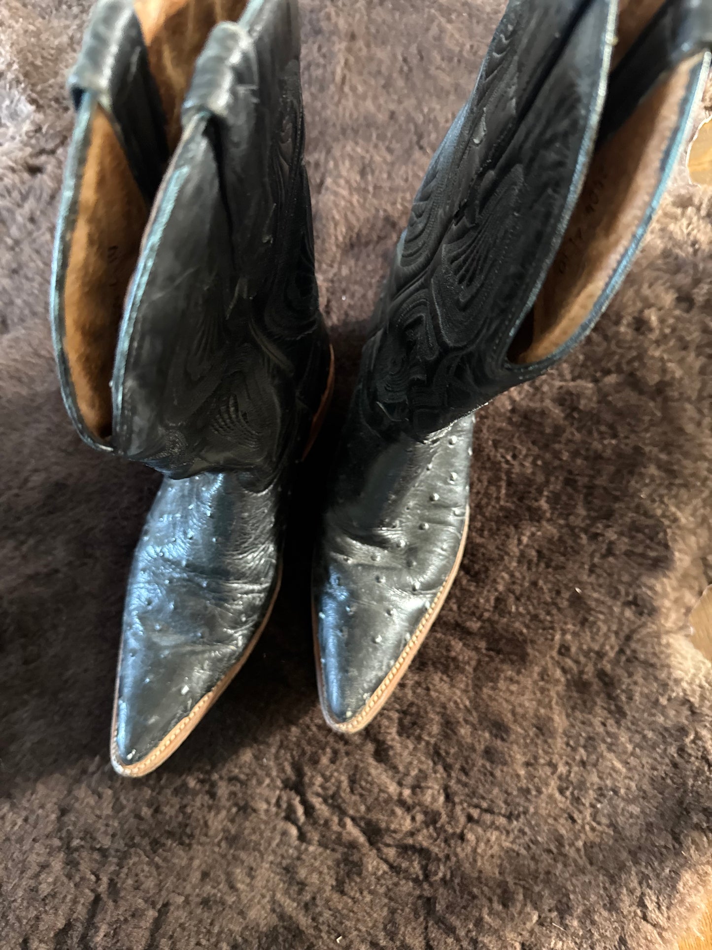 Vintage Ostrich Western Bookts in Black