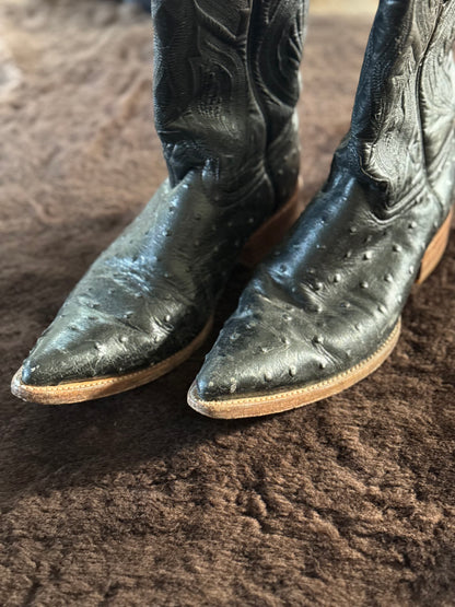 Vintage Ostrich Western Bookts in Black