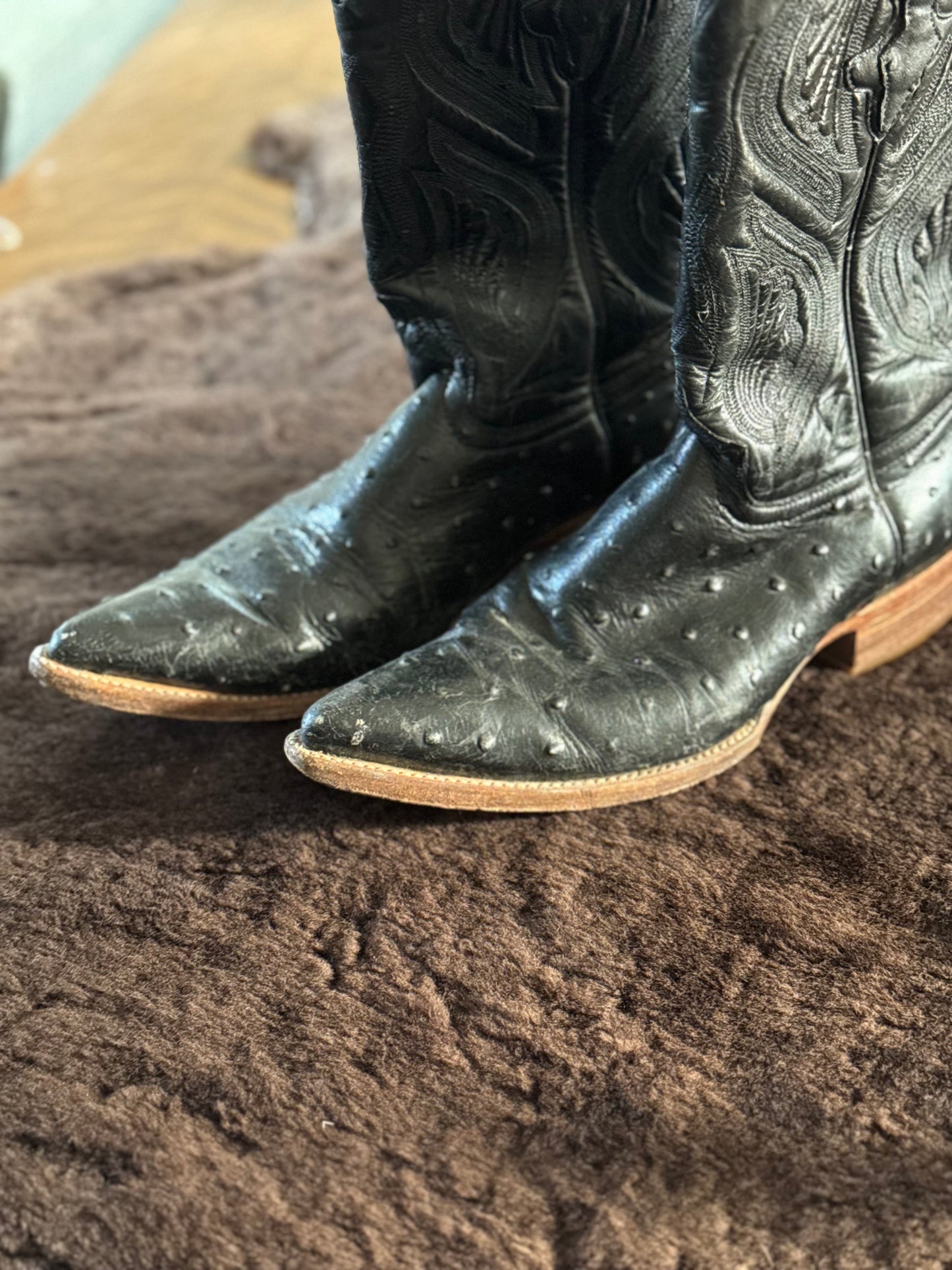 Vintage Ostrich Western Bookts in Black