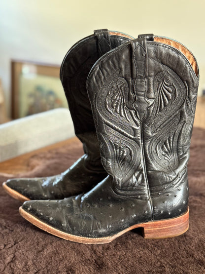 Vintage Ostrich Western Bookts in Black