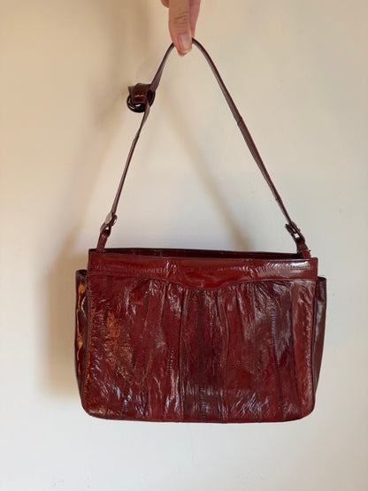 Vintage Eel Skin Handbag in Oxblood