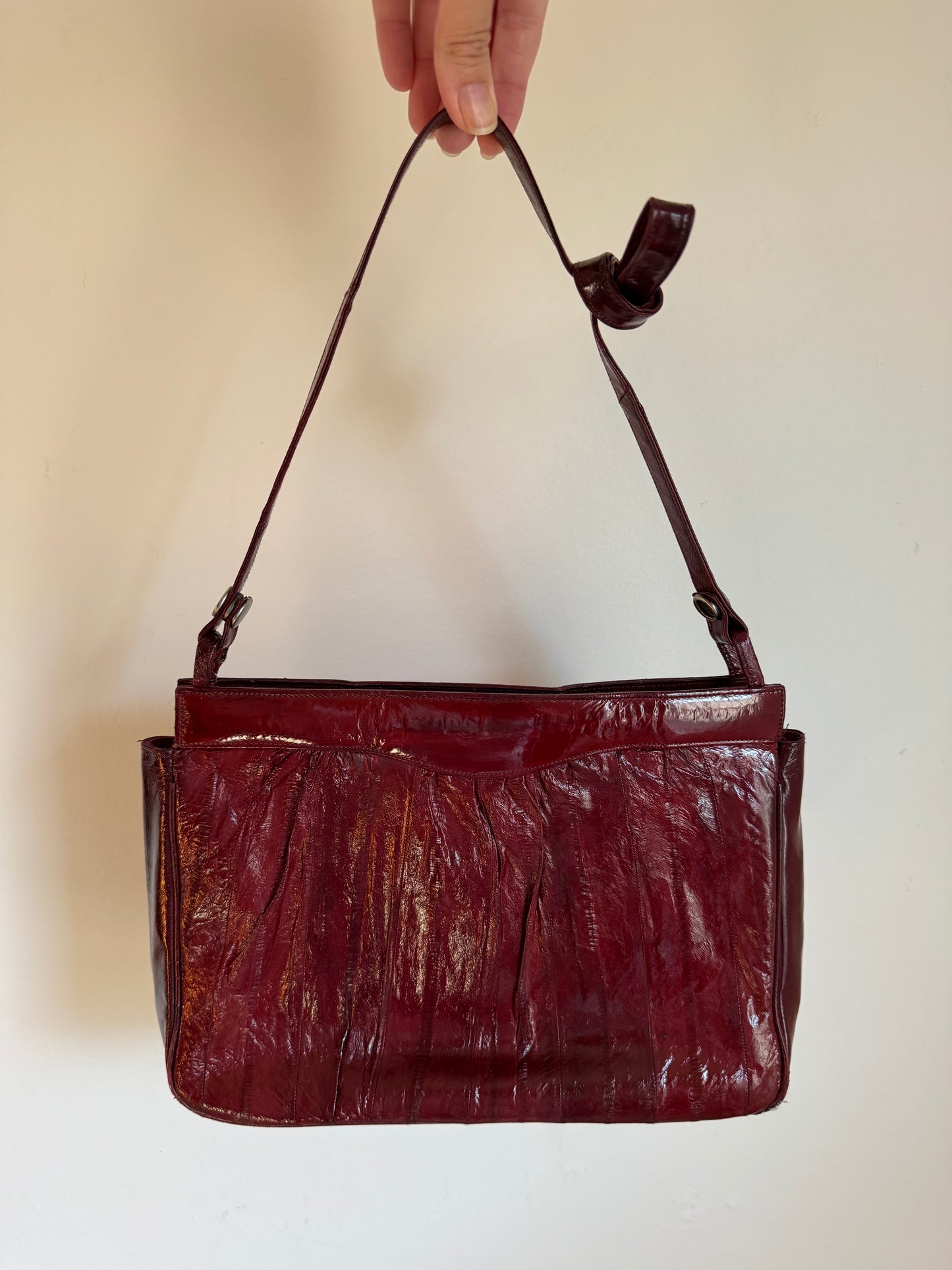 Vintage Eel Skin Handbag in Oxblood