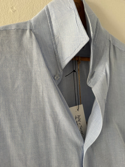 Lorenzo Uomo Tencel/Linen Button Down Stripe Shirt