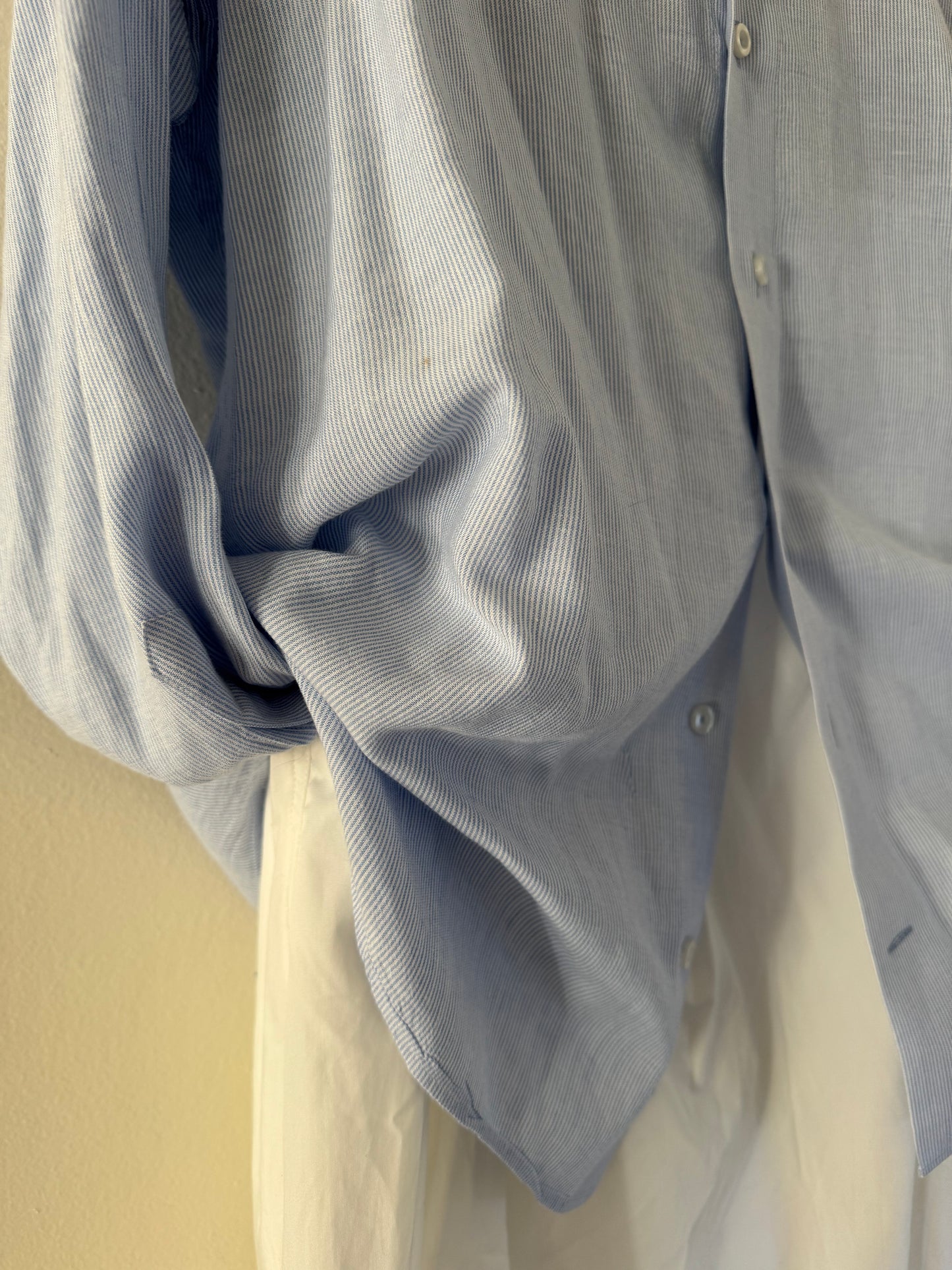 Lorenzo Uomo Tencel/Linen Button Down Stripe Shirt