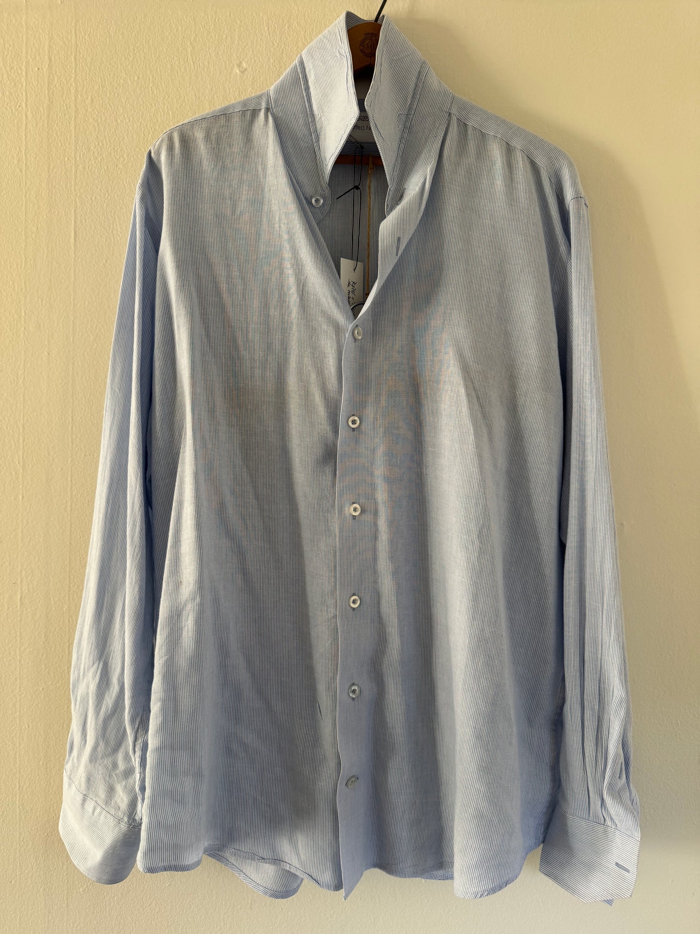 Lorenzo Uomo Tencel/Linen Button Down Stripe Shirt