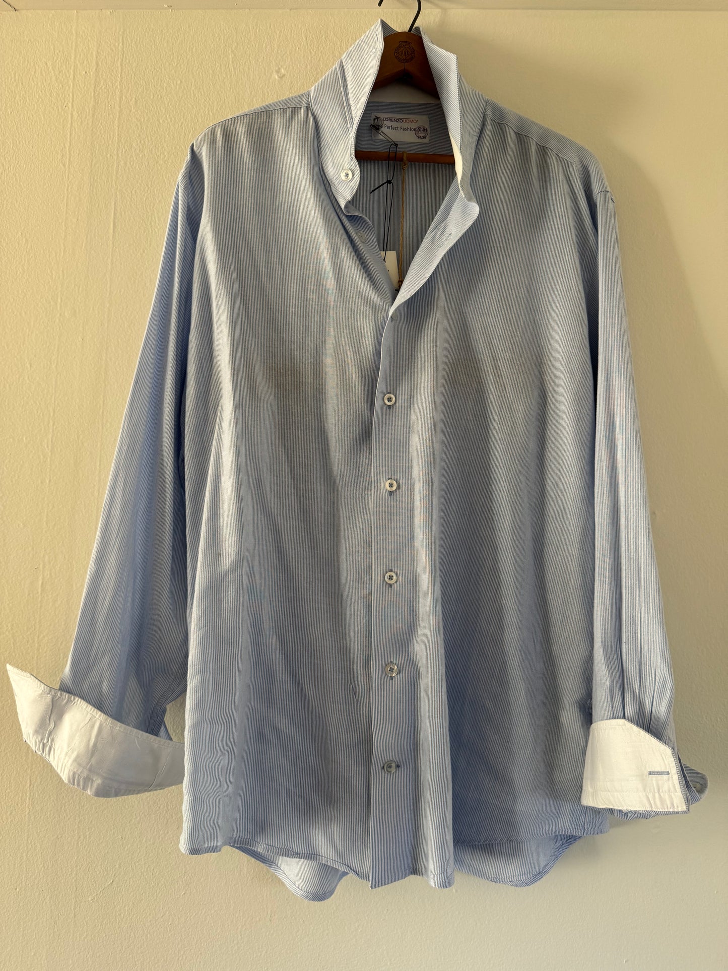 Lorenzo Uomo Tencel/Linen Button Down Stripe Shirt