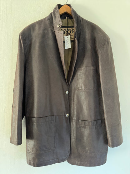 Madison Creek Outfitters Distressed Leather Blazer in Chocolate