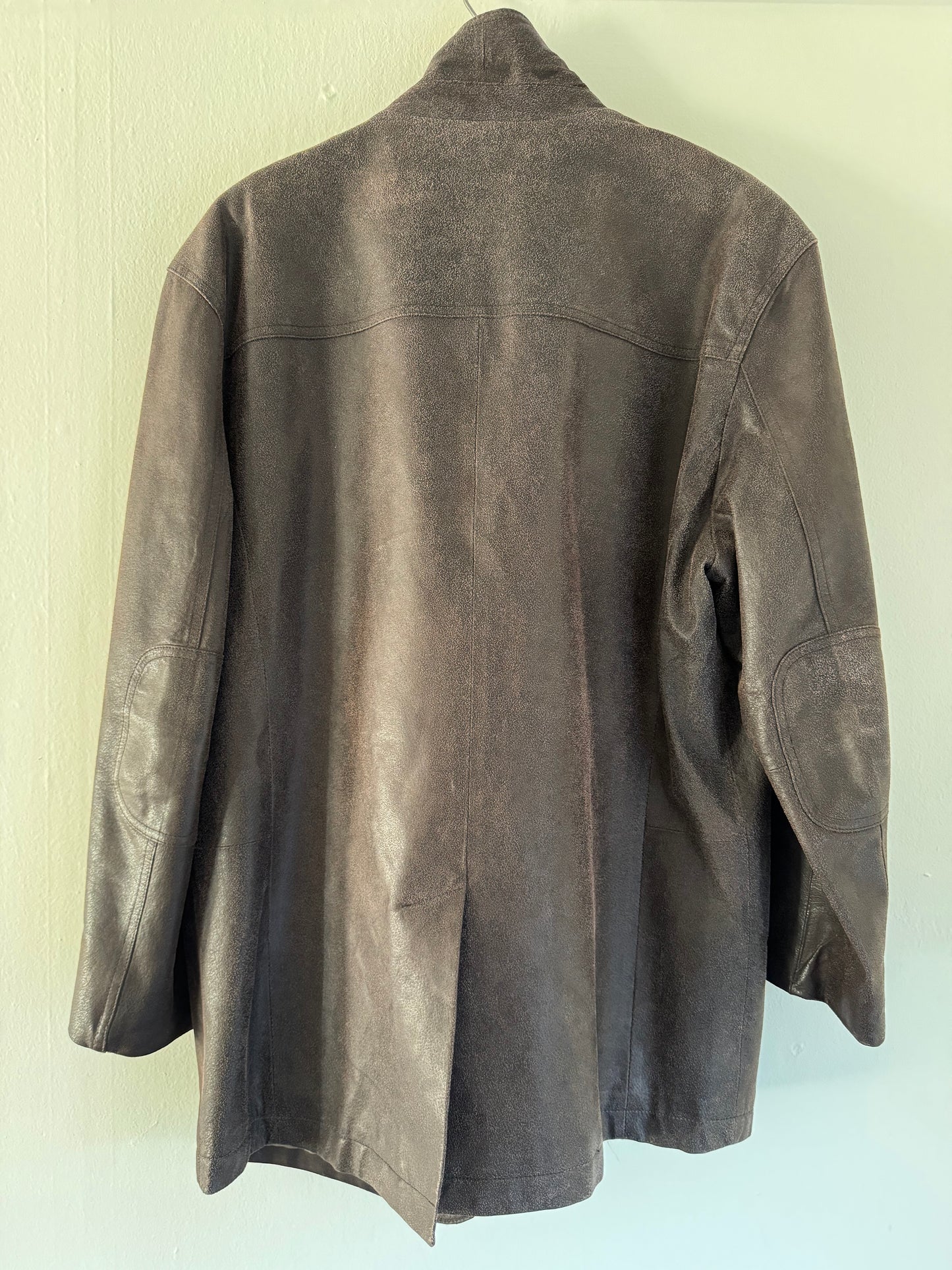 Madison Creek Outfitters Distressed Leather Blazer in Chocolate