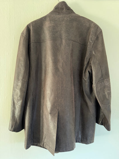 Madison Creek Outfitters Distressed Leather Blazer in Chocolate