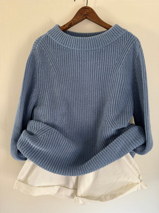 Talbots Cotton Ribbed Sweater in Steel Blue