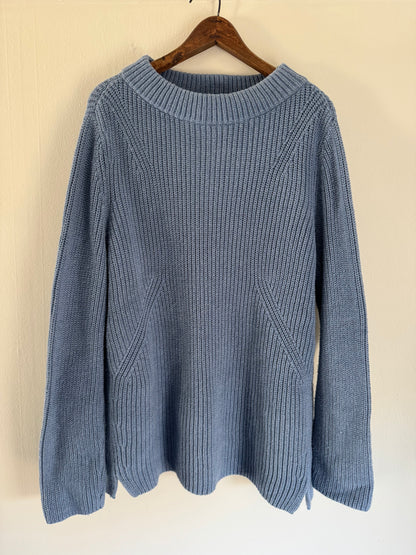 Talbots Cotton Ribbed Sweater in Steel Blue