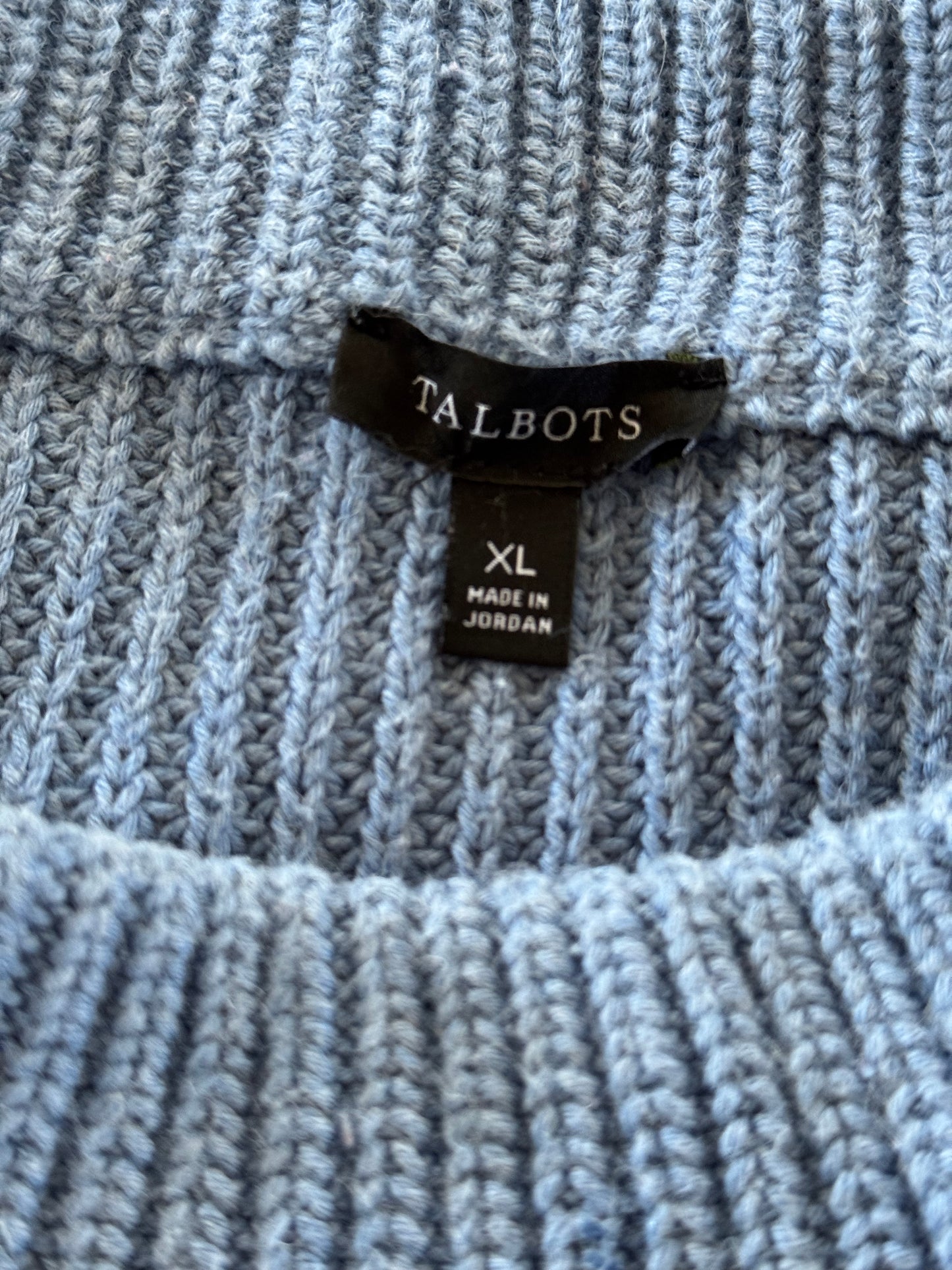 Talbots Cotton Ribbed Sweater in Steel Blue