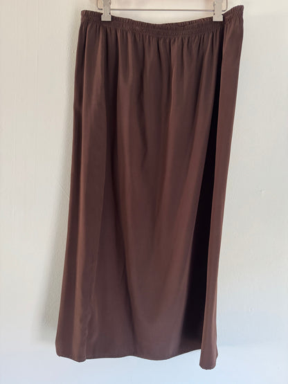 Dianaira Silk Reversible Midi Skirt in Chocolate