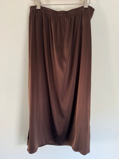 Dianaira Silk Reversible Midi Skirt in Chocolate