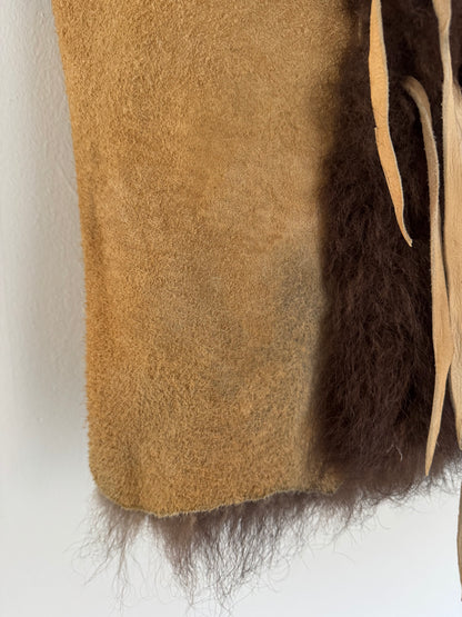 Vintage Buffalo Hide Vest in Tan/Chocolate