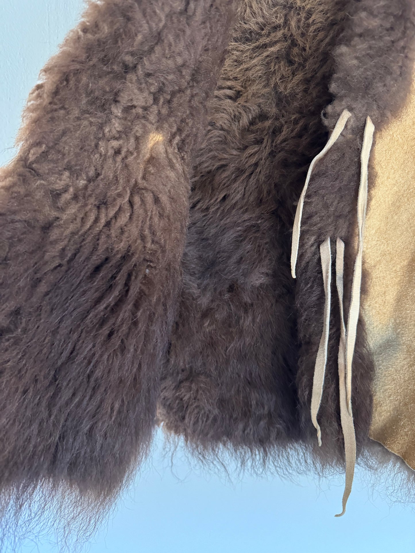 Vintage Buffalo Hide Vest in Tan/Chocolate