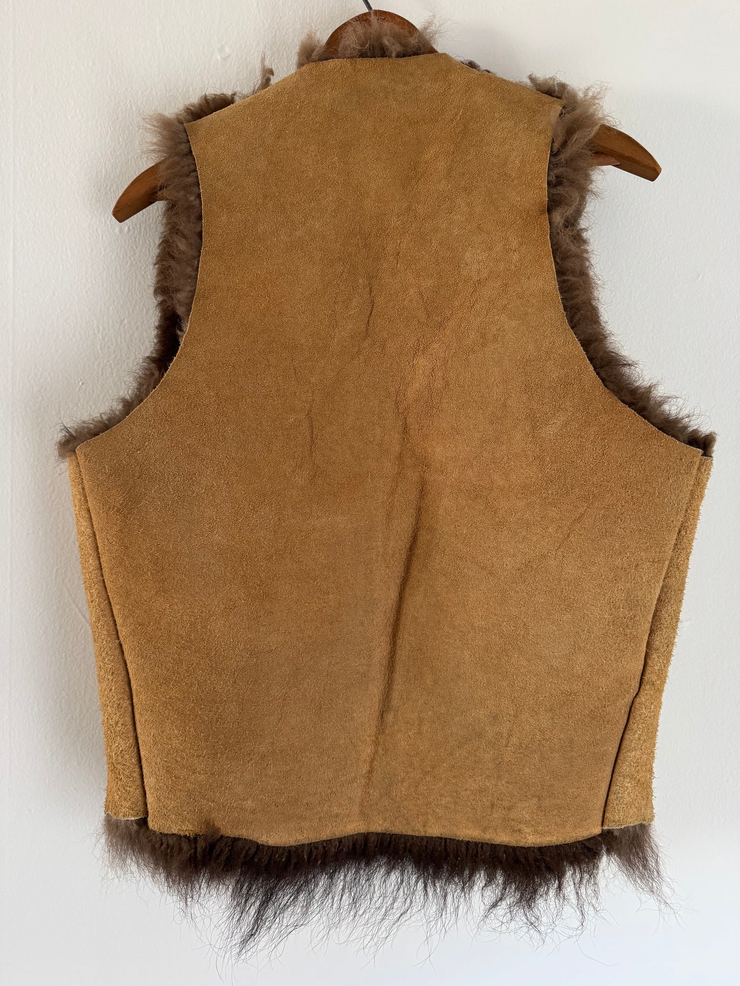 Vintage Buffalo Hide Vest in Tan/Chocolate