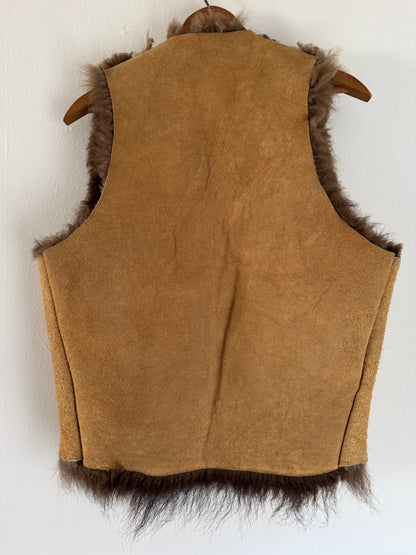 Vintage Buffalo Hide Vest in Tan/Chocolate
