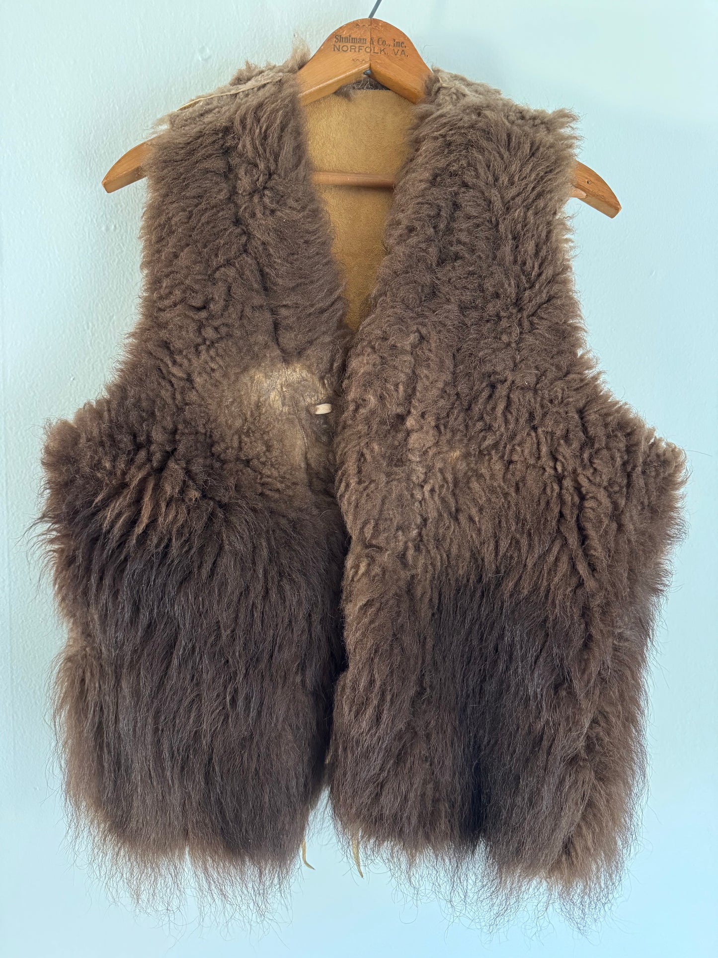 Vintage Buffalo Hide Vest in Tan/Chocolate