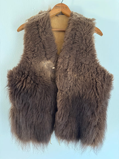 Vintage Buffalo Hide Vest in Tan/Chocolate