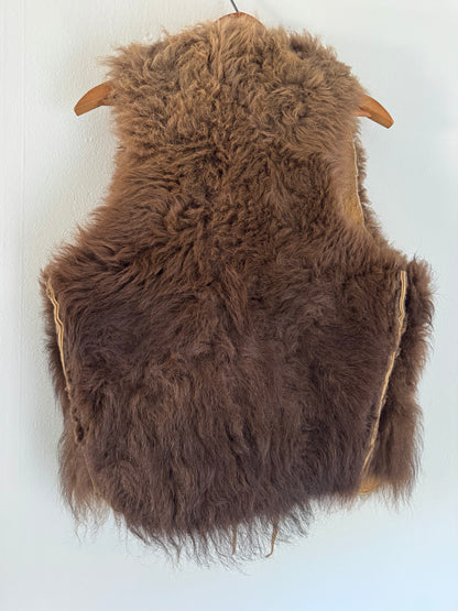 Vintage Buffalo Hide Vest in Tan/Chocolate