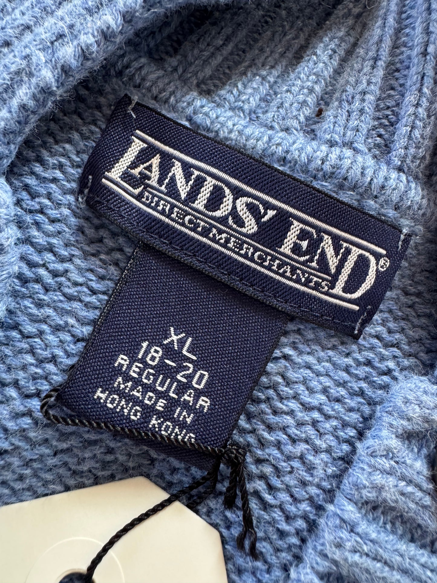 LandsEnd Cotton Button Up Sweater in Steel Blue