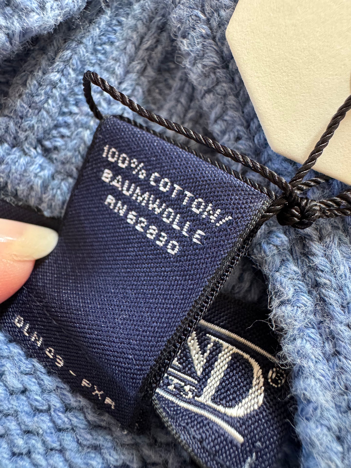 LandsEnd Cotton Button Up Sweater in Steel Blue