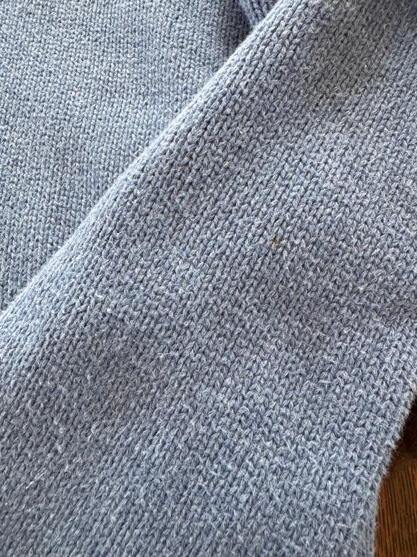 LandsEnd Cotton Button Up Sweater in Steel Blue