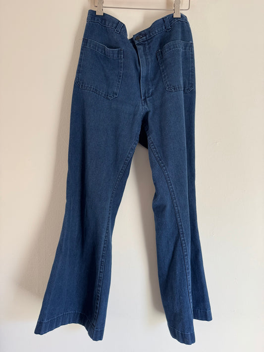 Vintage Denim Sailor Pants in Dark Blue