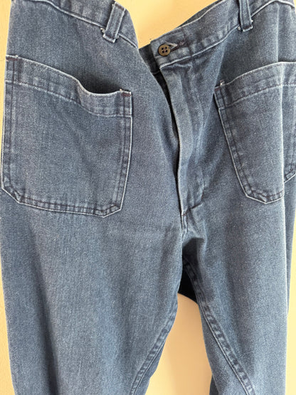 Vintage Denim Sailor Pants in Dark Blue