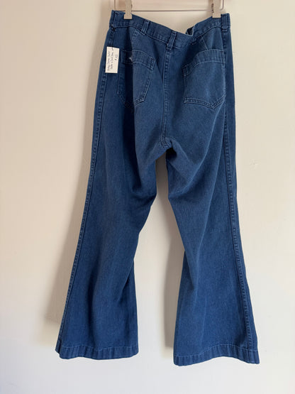 Vintage Denim Sailor Pants in Dark Blue