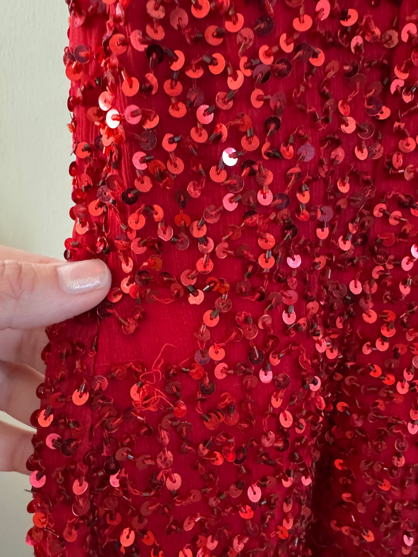 Vintage Sequin High Neck Tank Dress in Scarlet