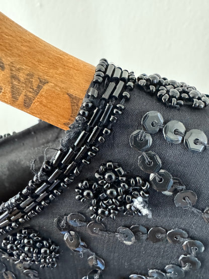 Vintage Beaded Mini Dress in Black