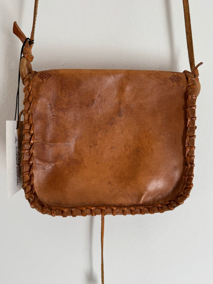 Vintage Handmade Leather Mini Bag in Tan