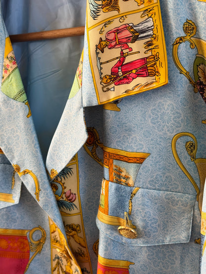 Vintage Silk Carlile Jacket in Greek Print