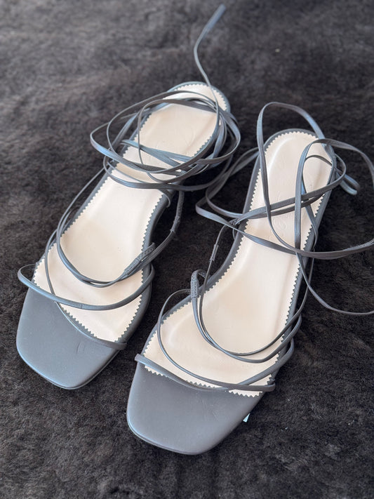 Reclaimed J.Crew Strappy Leather Wrap Sandals in Brown