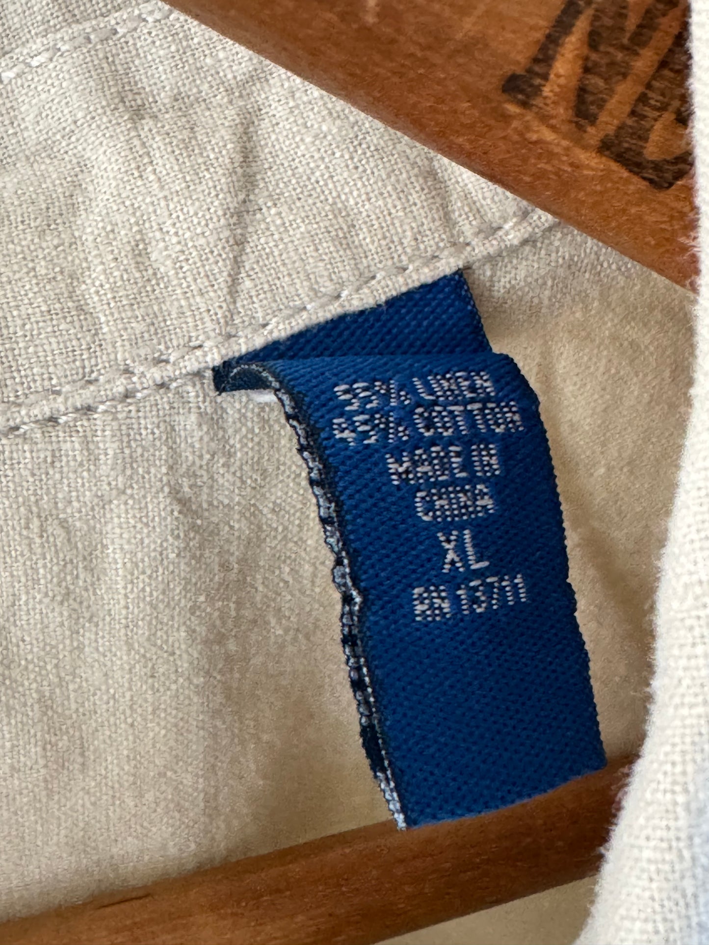 Vintage Linen/Cotton Short Sleeve Button Down Shirt in Sand