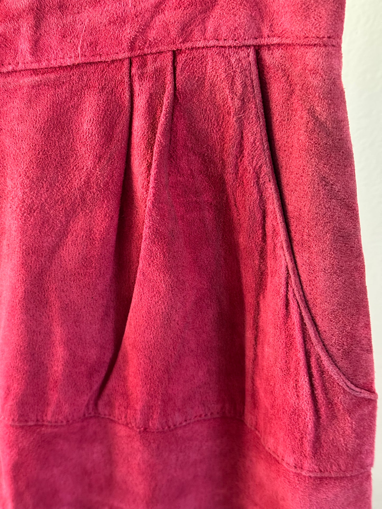 Vintage Midi Suede Skirt in Rhubarb
