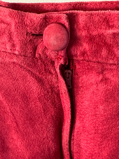 Vintage Midi Suede Skirt in Rhubarb