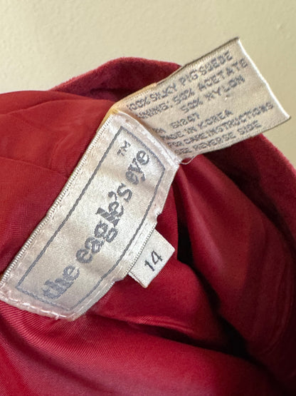 Vintage Midi Suede Skirt in Rhubarb