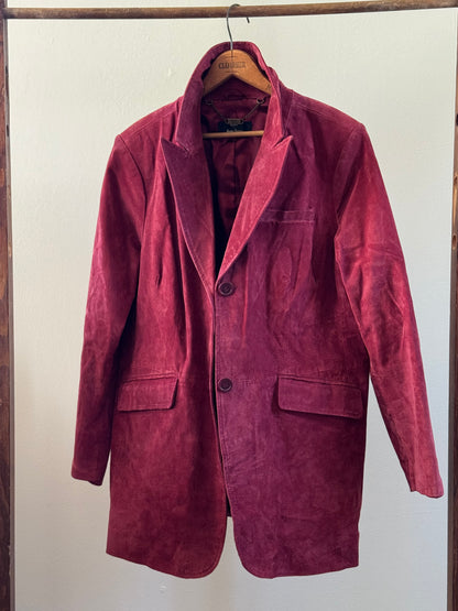 Reclaimed David Basso Suede Blazer in Wine