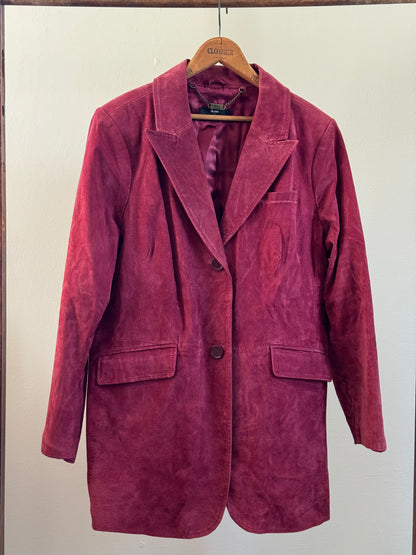 Reclaimed David Basso Suede Blazer in Wine