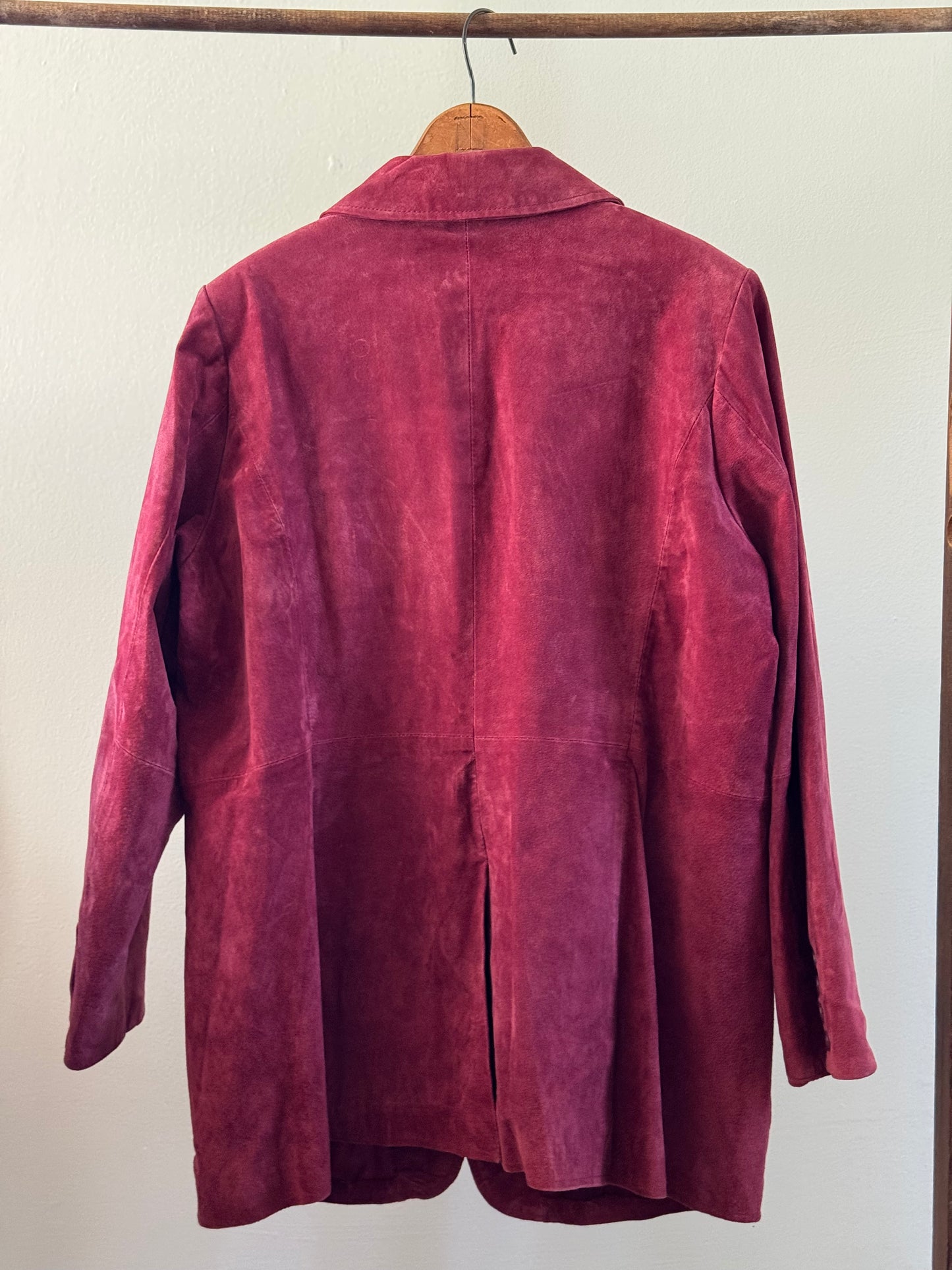 Reclaimed David Basso Suede Blazer in Wine