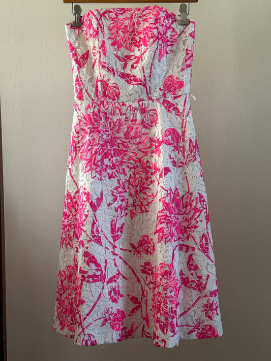Reclaimed Lilly Pulitzer Sienna Dress in White and Pink